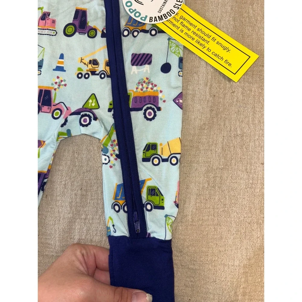 NWT Popoki Zippy Newborn Bamboo Viscose Construction Vehicle PJ Daywear Gift‎